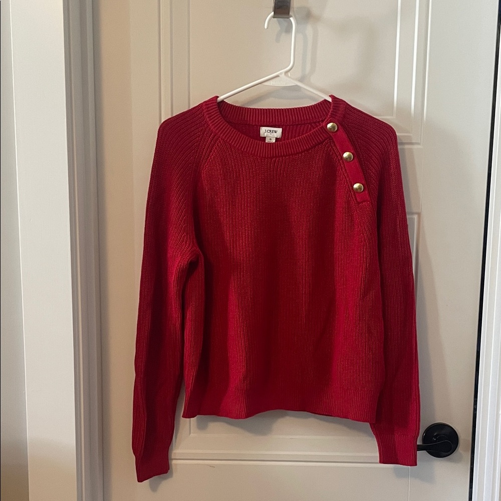 J. Crew Factory Women's Vibrant Red Buttoned Sweater